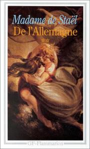 Cover of: De L'Allemagne 2 by Madame de Staël