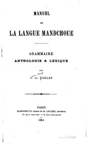 Cover of: Manuel de la langue mandchoue by Charles Joseph de Harlez