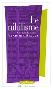 Cover of: Le Nihilisme by Vladimir Biaggi