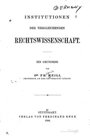 Cover of: Institutionen der vergleichenden rechtswissenschaft.
