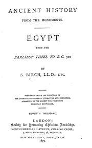 Cover of: Ancient history from the monuments: Egypt from the earliest times to B. C. 300