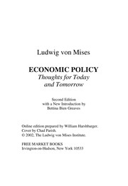 Cover of: Economic Policy by Ludwig von Mises