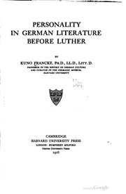 Cover of: Personality in German literature before Luther