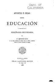 Cover of: Apuntes é ideas sobre educación á propósito de la Enseãnza Secundaria