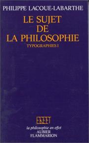 Cover of: Le Sujet de la philosophie by Philippe Lacoue-Labarthe