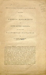 Cover of: Notes on the C̲e̲r̲e̲u̲s̲ g̲i̲g̲a̲n̲t̲e̲u̲s̲ of south eastern California, and some other Californian cactaceae by George Engelmann
