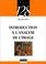 Cover of: Introduction a L'Analyse De L'Image