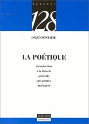 Cover of: La Poétique : Introduction à la théorie générale des formes littéraires