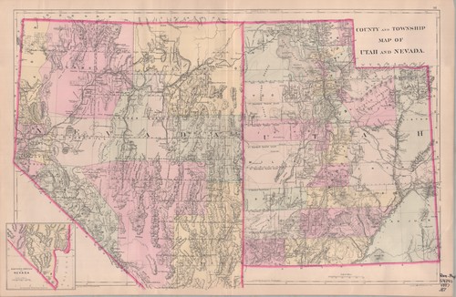 County and township map of Utah and Nevada by Wm. M. Bradley & Bros