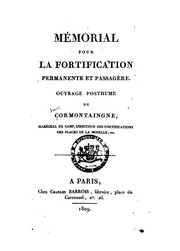 Cover of: Mémorial pour la fortification, permanente et passagère by Louis de Cormontaingne