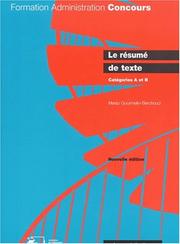 Cover of: Le resume de texte. cat.a et b - nlle. édition