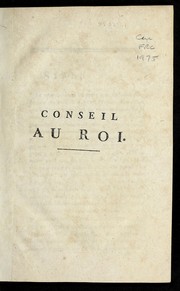 Cover of: Conseil au roi.
