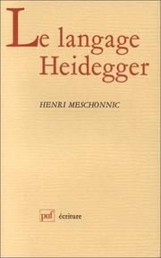 Cover of: Le langage Heidegger by Henri Meschonnic