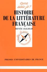 Cover of: Histoire De La Literature Francaise by Balibar