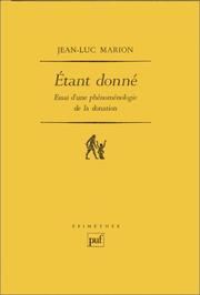 Cover of: Étant donné by Jean-Luc Marion