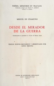 Cover of: Desde el mirador de la guerra by Miguel de Unamuno