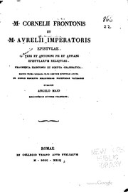 Cover of: M. Cornelii Frontonis et M. Avrelii Imperatoris Epistulae
