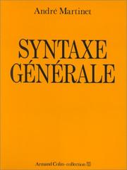 Cover of: Syntaxe générale by André Martinet