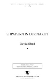 Cover of: Shpatsirn in der nakhṭ by David Sfard