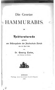 Cover of: Die Gesetze Hammurabis by Georg Cohn