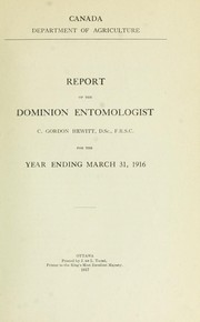 Cover of: Report of the Dominion Entomologist