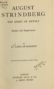 Cover of: August Strindberg: the spirit of revolt : studies and impressions