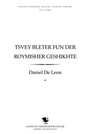 Cover of: Tsṿey bleṭer fun der Roymisher geshikhṭe: a) Plebeer firer un arbeṭer firer : b) di ṿarnung fun di brider Graḳkhi