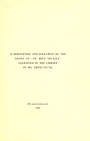 Cover of: A description and collation of the series of "De Bry's voyages" by Frederick Startridge Ellis