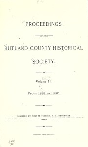 Proceedings of the Rutland County Historical Society by Rutland County Historical Society
