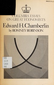 Cover of: Edward H. Chamberlin. by Romney Robinson