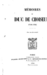 Cover of: Mémoires du duc de Choiseul, 1719-1785