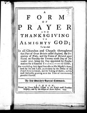 Cover of: A form of prayer and thanksgiving to Almighty God