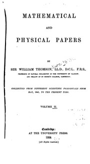 Cover of: Mathematical and physical papers: Collected from different scientific periodicals from May, 1841