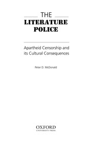 Cover of: The literature police by Peter D. McDonald