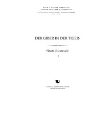Cover of: Der giber in der ṭiger-fel by Shota Rustaveli
