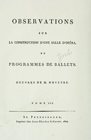 Cover of: Lettres sur la danse, sur les ballets et les arts