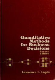 Cover of: Quantitative methods for business decisions
