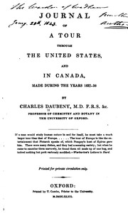 Cover of: Journal of a tour through the United States, and in Canada, made during the years 1837-38