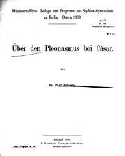 Cover of: ©·Uber den Pleonasmus bei C©·asar by von Paul Hellwi