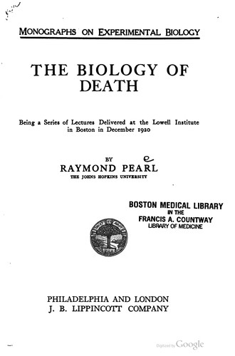 The biology of death by Raymond Pearl