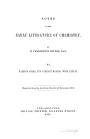 Cover of: Notes on the Early Literature of Chemistry ... by Henry Carrington Bolton