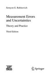 Cover of: Measurement errors and uncertainties by S. G. Rabinovich