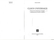 Cover of: Clavis universalis by Rossi, Paolo