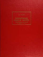 Cover of: Inscriptiones Graecae Aegypti, Vol 1 by J. G. Milne