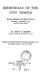 Cover of: Memorials of the City temple by John B. Marsh