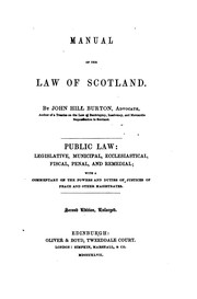 Cover of: Manual of the Law of Scotland by John Hill Burton