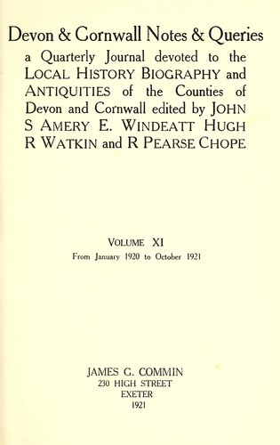 Devon & Cornwall notes & queries by John S. Amery