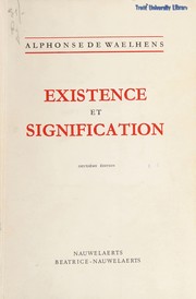 Cover of: Existence et signification