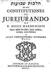 Cover of: [Hilkhot shevuʻot (romanized form)]: id est, Constitutiones de jurejurando.