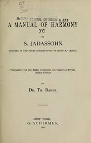 Cover of: A manual of harmony
